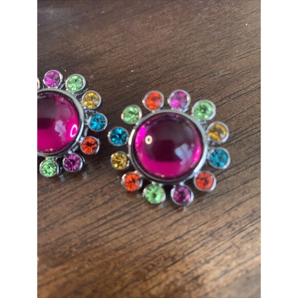 Graziano Clip Earrings Rainbow Pride Vintage - Picture 4 of 5